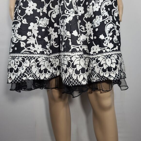 Speechless Black White Floral Halter Sequin Dress - Picture 3 of 9